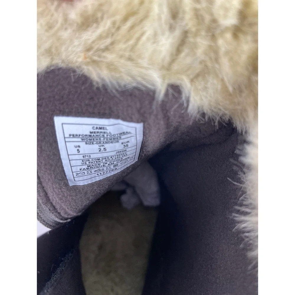 Merrell Womens Brown Leather Fur Lined Winter Boots Size 5